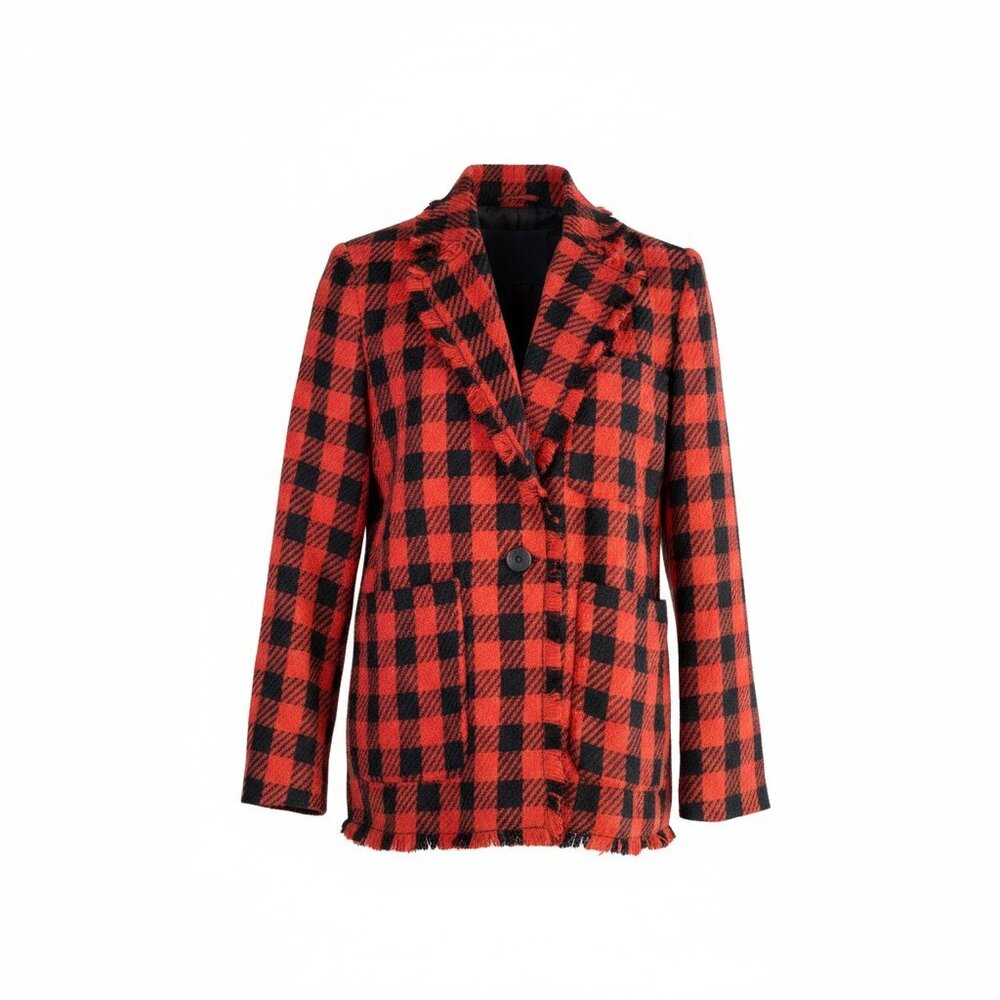 Stradivarius Red & Black Buffalo Plaid Blazer Jacket – Size M
